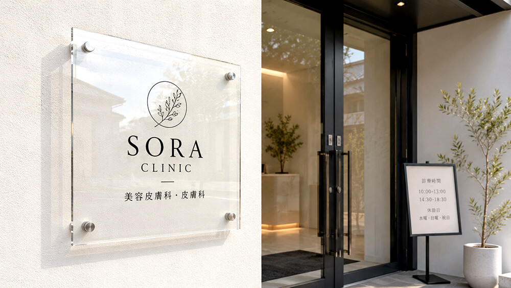 クリアなアクリル看板の設置例